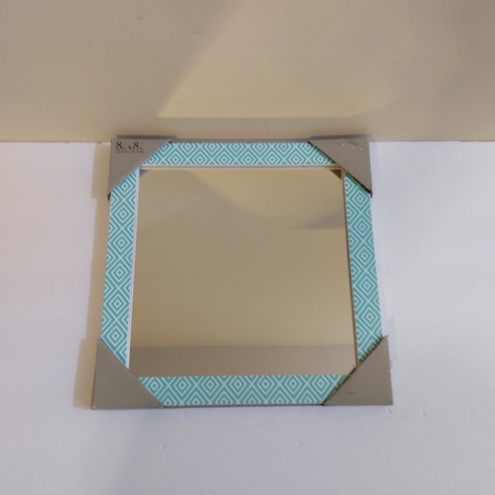 NEW Malden Diamond Frame Mirror 8" x 8"  20.3cm x 20.3cm Teal & White